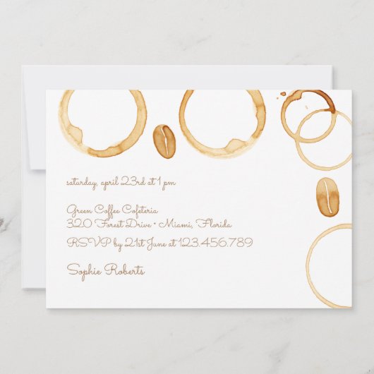 コーヒーの誕生日カップ 招待状 (裏面)