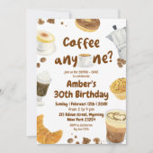 コーヒーの誕生日パーティーイラスト 招待状 (正面)
