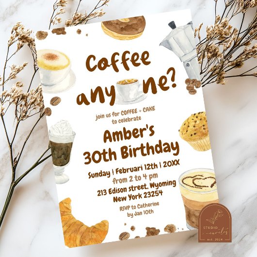 コーヒーの誕生日パーティーイラスト 招待状