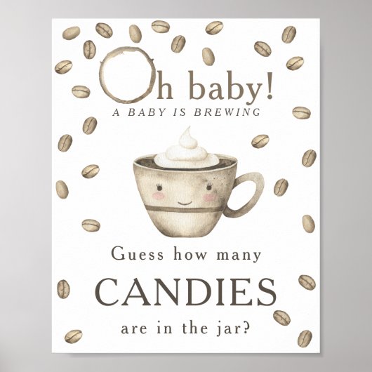 コーヒーの醸造 – 瓶の中にキャンディーの数 ポスター (正面)