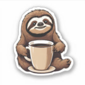 コーヒーの防水仕様でかわいいナマケモノ シール (正面)