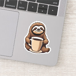 コーヒーの防水仕様でかわいいナマケモノ シール