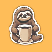 コーヒーの防水仕様でかわいいナマケモノ シール