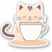 コーヒーの防水入り猫 シール (正面)