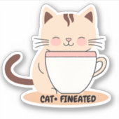 コーヒーの防水機能付き猫 シール (正面)