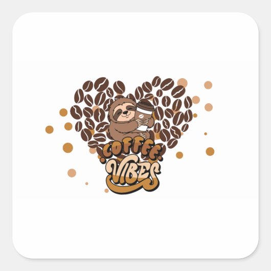 コーヒーの雰囲気デザイン スクエアシール (正面)
