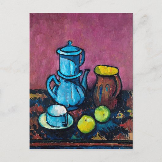 コーヒーの食器とリンゴ | アレクサンダー・カノルド ポストカード (正面)
