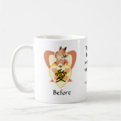 コーヒーの飲み込み前と飲み込み後の朝メイクミス コーヒーマグカップ (左)