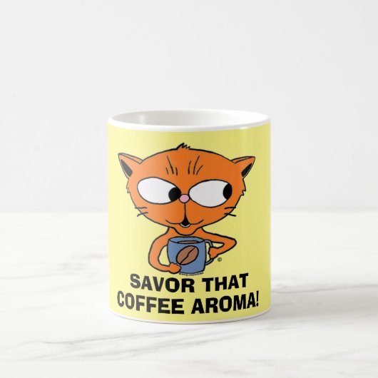 コーヒーの香りを楽しもう!コーヒーを飲む猫 コーヒーマグカップ (中央)