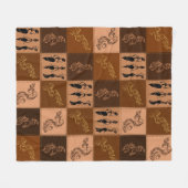 コーヒーの香り。パッチワーク。 フリースブランケット (正面(横))