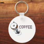 コーヒーの魔法お楽しみください、'朝一番に'、 キーホルダー (正面)