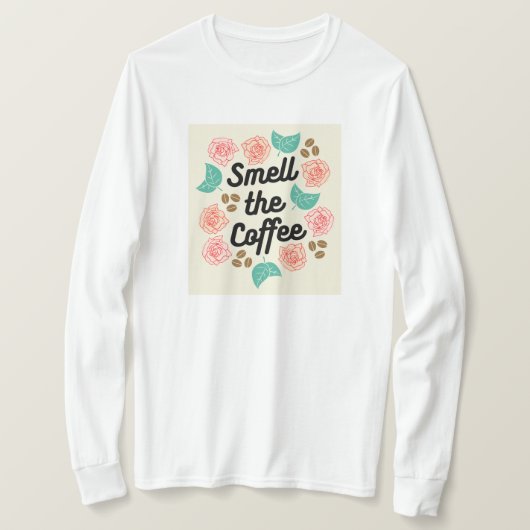 コーヒーのTシャツの匂いを嗅ぐ Tシャツ (デザイン正面)
