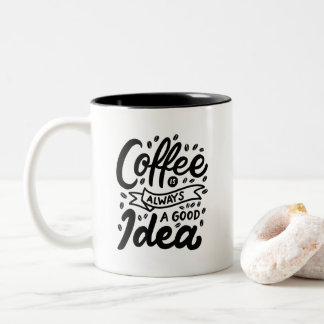 コーヒーはいつだって素敵なアイデア ツートーンマグカップ