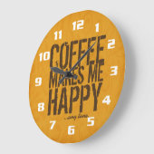 コーヒーはいつでも私を幸せにする ラージ壁時計 (傾斜)