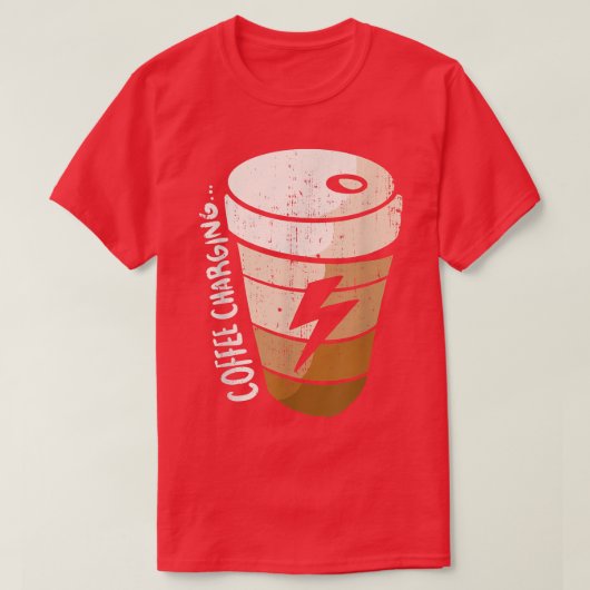 コーヒーはかわいいコーヒーや紅茶や私を充電おもしろい Tシャツ (デザイン正面)