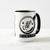 コーヒーはすべてのおもしろい引用文白黒 マグカップ (正面右)