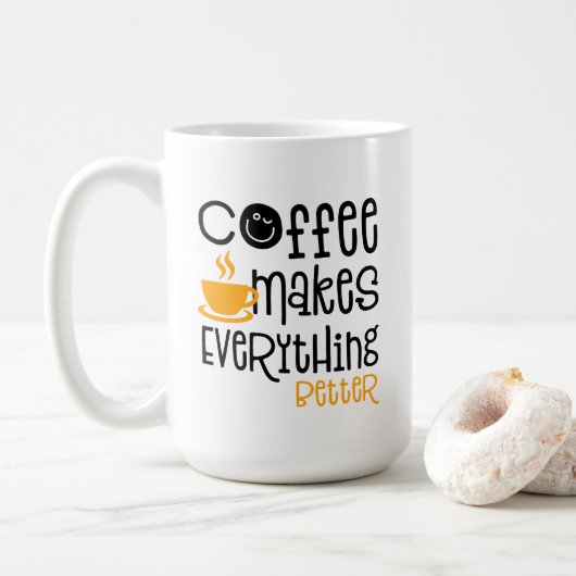 コーヒーはすべてをより良くする、 コーヒーマグカップ (ドーナツ)