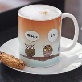 コーヒーはどこですか? 四羽のフクロウ マグカップ
