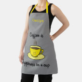 コーヒーはカップの中の幸福で、黄色パーソナライズされた。 エプロン (インサイチュ)