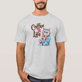 コーヒーはグズグズしている猫シャツの人生 Tシャツ