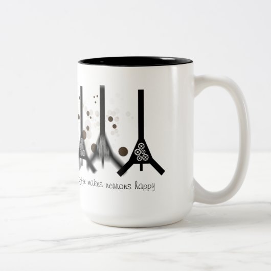 コーヒーはニューロンを幸せにする ツートーンマグカップ (右)