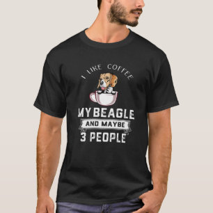 コーヒーはビーグルと3人おもしろいD Tシャツ