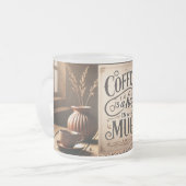 コーヒーはマグカップに包まれて抱きしめている フロストグラスマグカップ (正面左)