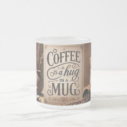 コーヒーはマグカップに包まれて抱きしめている フロストグラスマグカップ (中央)