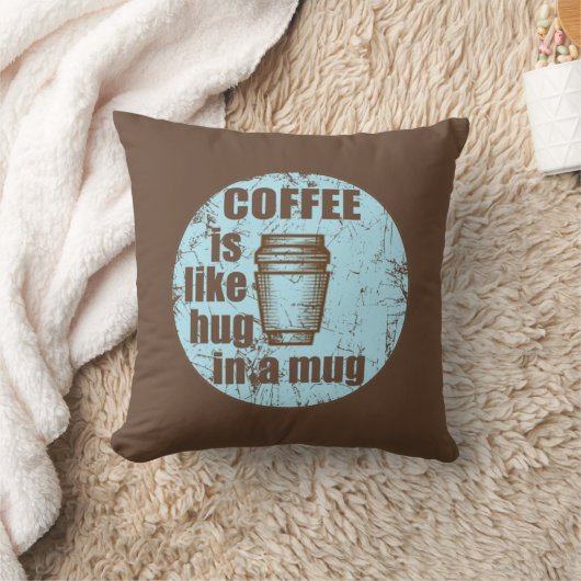 コーヒーはマグカップの飲み物の中でハグのようにおもしろいなる クッション (ブランケット)