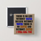 コーヒーはライフおもしろいボタンバッジピン 缶バッジ (正面&裏面)