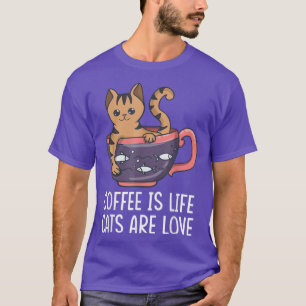 コーヒーはライフキャッツ愛猫ドリンカー飲パパ Tシャツ