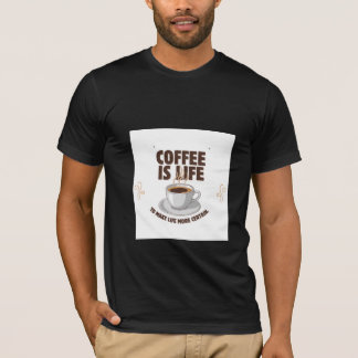 コーヒーは人生デザインアートTシャツ Tシャツ