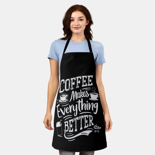コーヒーは全てをより良くする – Barista Eプロン エプロン (着用した状態)