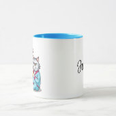 「コーヒーは命だ」と言うグンピーな猫マグカップ編集可能名 マグカップ (中央)