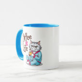 「コーヒーは命だ」と言うグンピーな猫マグカップ編集可能名 マグカップ (正面左)