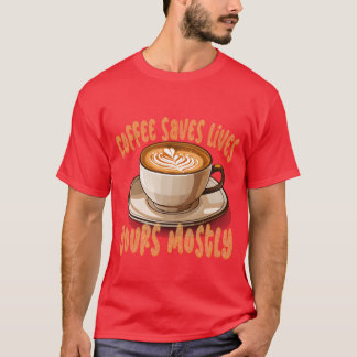 コーヒーは命を救う 主にあなたの命 Funny Coffee Meme Tシャツ