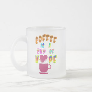 コーヒーは希望の一杯だ フロストグラスマグカップ
