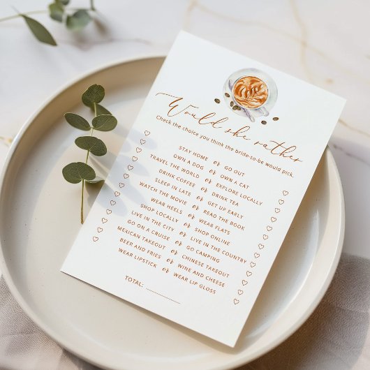 コーヒーは彼女はむしろブライダルシャワーゲーム