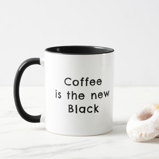 コーヒーは新しい黒 マグカップ (ドーナツ)