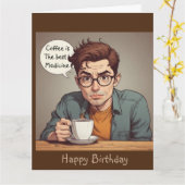 コーヒーは最高の薬 カード (黄色い花)