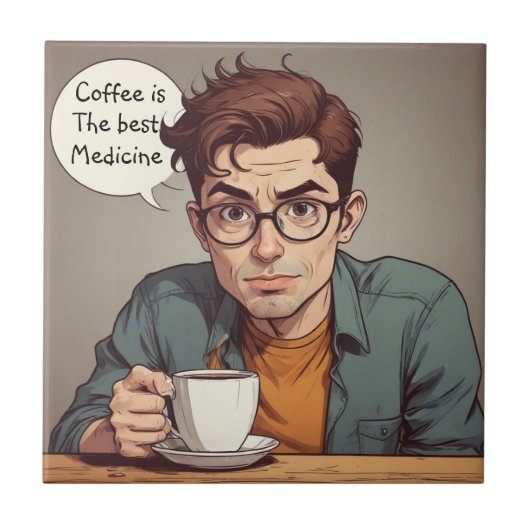 コーヒーは最高の薬 タイル (正面)