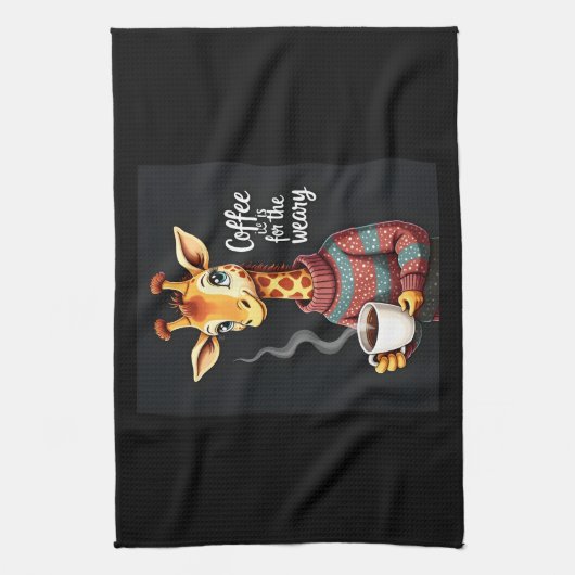 コーヒーは疲れたキラおもしろいフ・コーヒー愛好家のための キッチンタオル (縦)