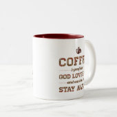 コーヒーは神が私達を愛すること証拠です ツートーンマグカップ (正面右)