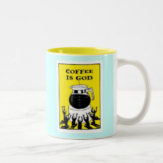 コーヒーは神です ツートーンマグカップ