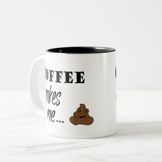 コーヒーは私にウンチの単語の芸術のマグをします ツートーンマグカップ (正面左)