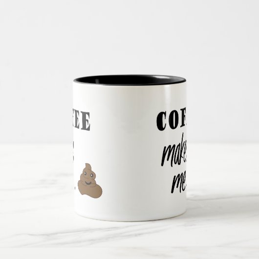 コーヒーは私にウンチの単語の芸術のマグをします ツートーンマグカップ (中央)