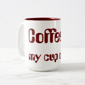 コーヒーは私のお茶です! ツートーンマグカップ (正面左)