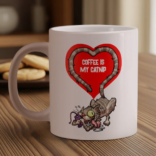 コーヒーは私のキャットニップのおもしろい取りつかれた猫漫画だ ジャンボコーヒーマグカップ