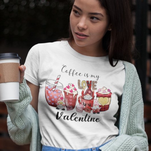 コーヒーは私のバレンタインハート Tシャツ