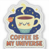 コーヒーは私の宇宙 – おもしろい宇宙コーヒー好き シール (正面)